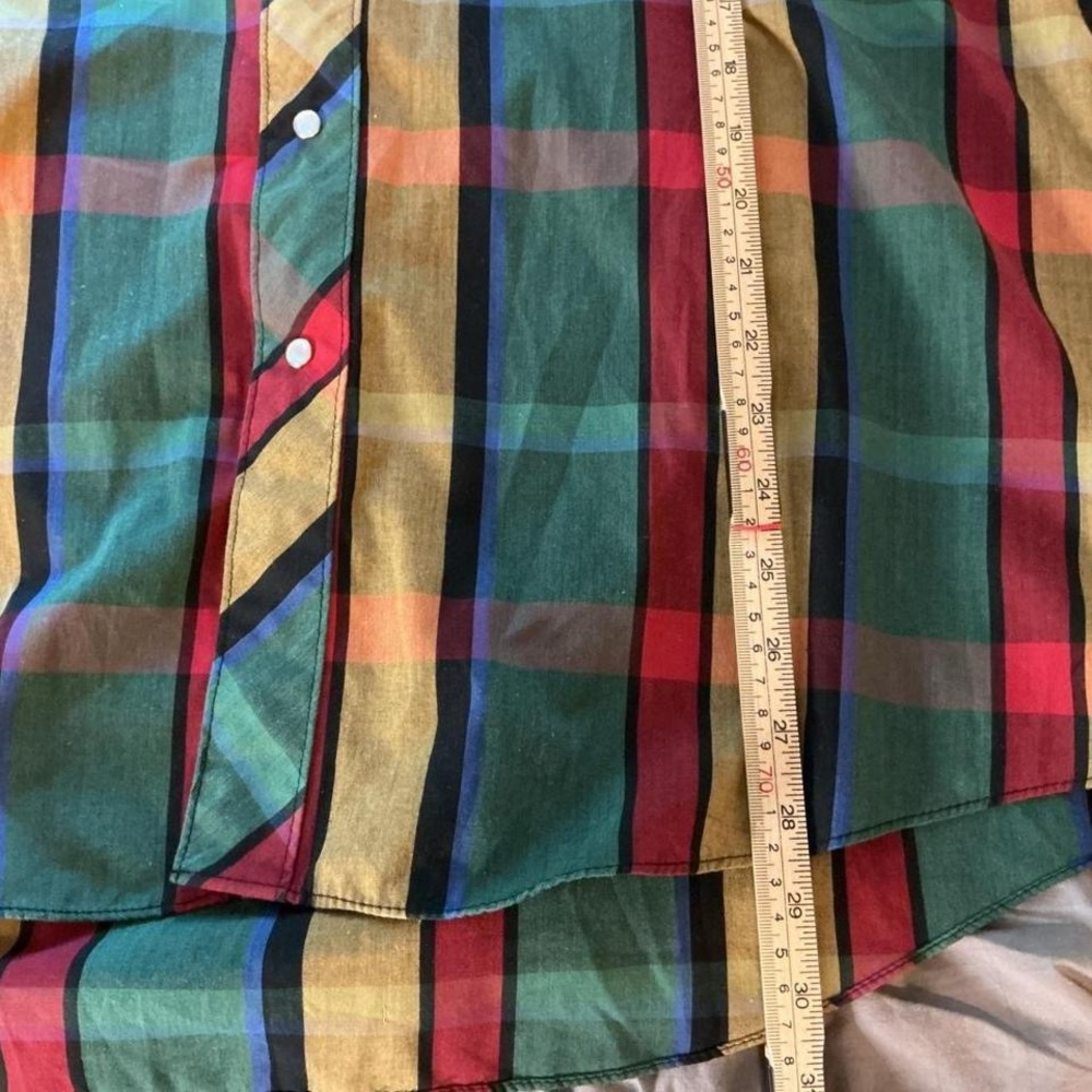 Vintage Plaid Pearl Snap Western Shirt Mens 17 34/35 Cowboy Ranch - Picture 8 of 9